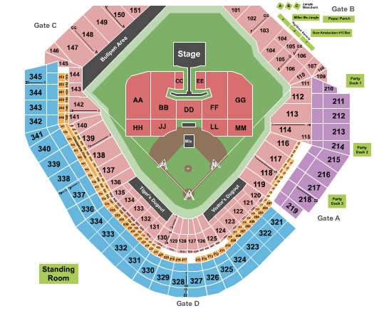 Comerica Park Jonas Brothers Seating Chart